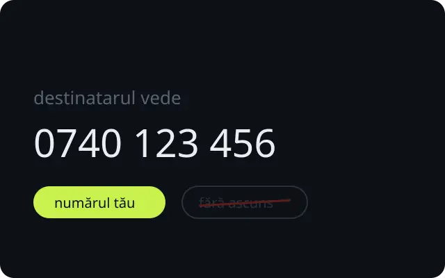 Ecran de apel care arată numărul 0740 123 456 afișat la destinatar